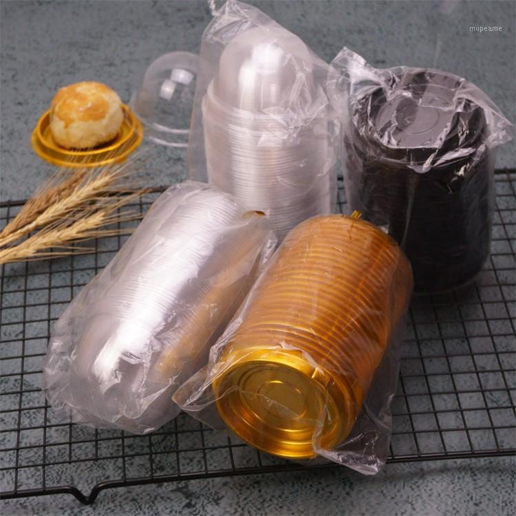 

100pcs/50set Clear PVC Transparent Cupcake Box round Wedding Gift Box With Base Inside Wedding Party Gift And Packaging1