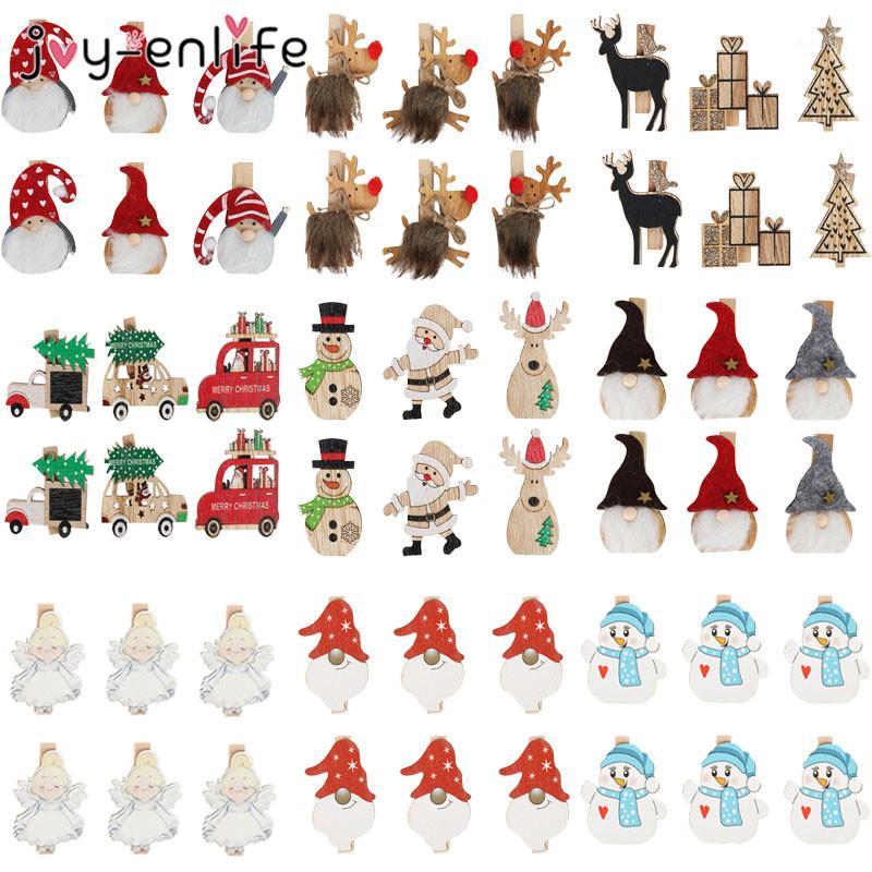 

3/6pcs Christmas Wooden Clips New Year Decoration Santa Photo Wall Clip Xmas Ornaments Christmas Decorations for Home Kids Gifts1