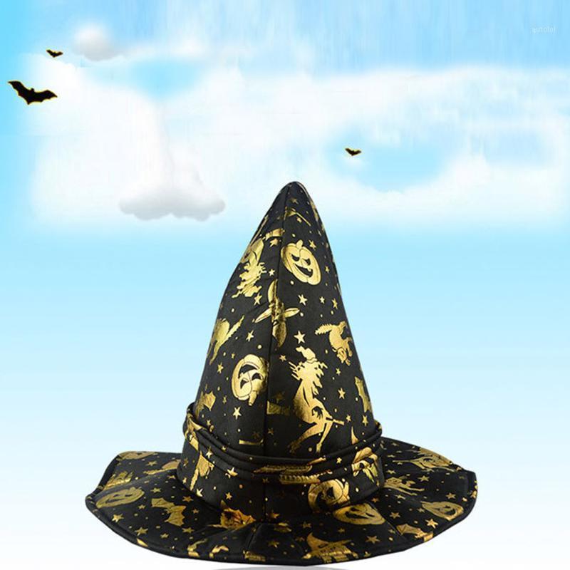 

Adult Womens Black Witch Hat For Halloween Costume Accessory Cap Headdresses for women Gorras mujer Chapeau homme Touca inverno1, Gold