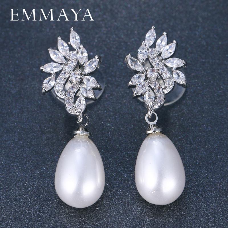 

EMMAYA Fashion Women Jewelry Pearl CZ Stone Earrings Fashion Crystal Earring Stud For Party Gift