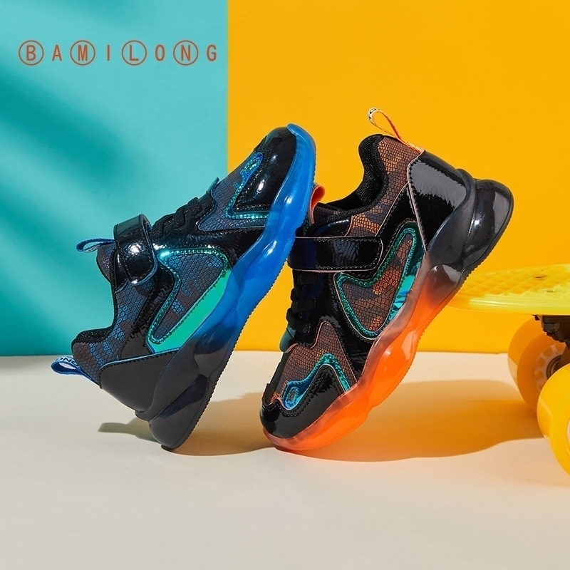 

BAMILONG Kids Running Sneakers Autumn Children Sport Shoes Boys Basket Footwear Lightweight Breathable Casual Shoes S254 201130, Blue