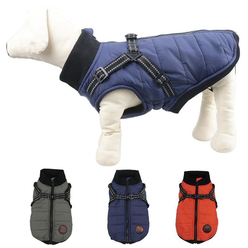 

Pet Dog Reflective Vest Harness Jacket Autumn Winter Warm Clothes Dog Coat Snowsuit Thickening Chihuahua Clothing