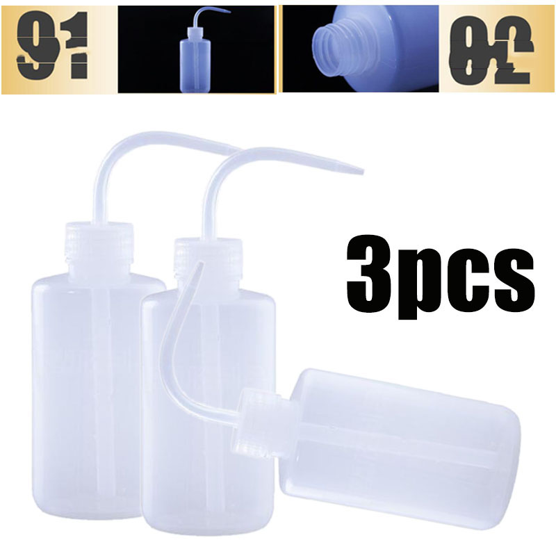 

3pcs 250ml Curved Mouth Diffuser Plastic Wash Squirt Squeeze Bottle Lab Non-Spray Tattoo Bottles Accessories Refillable