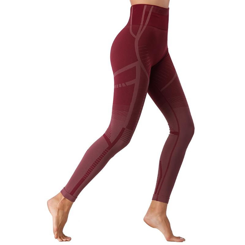 

High Waist Sport Leggings Wear For Women Gym Seamless Yoga Pants Sexy Vitality Line Lift Buttock Running Trouser, Black