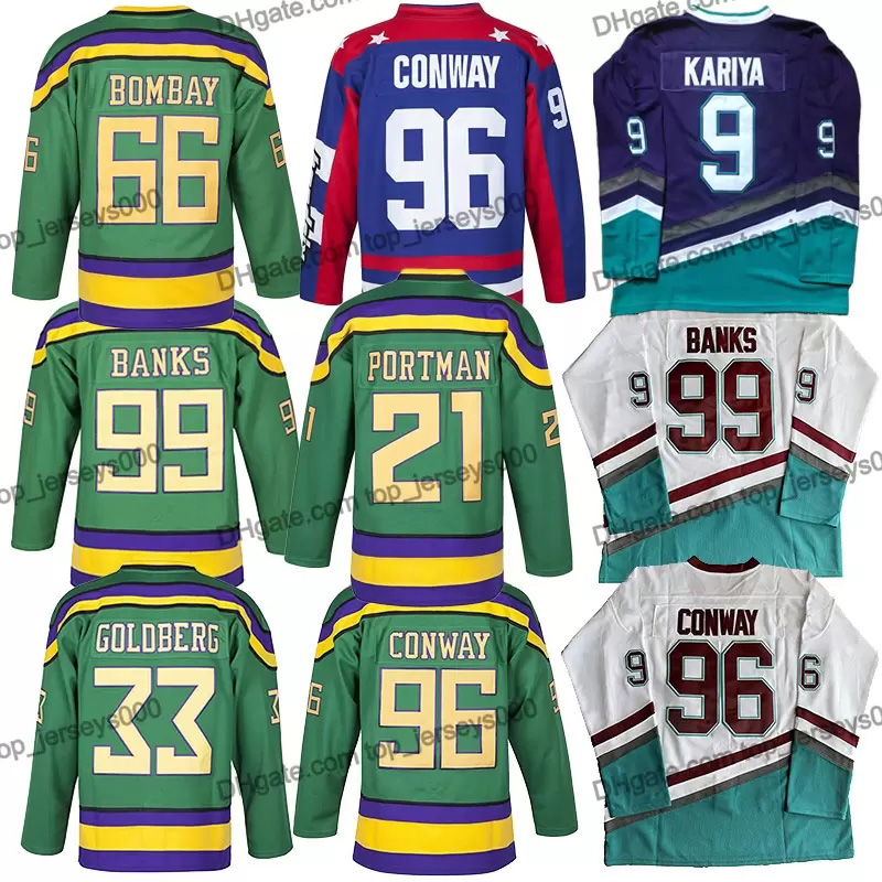 

Ship From US Mighty Ducks Hockey Jersey 96 Charlie Conway 99 Adam Banks 66 Gordon Bombay 33 Greg Goldberg Jerseys Mens Movie, As shown