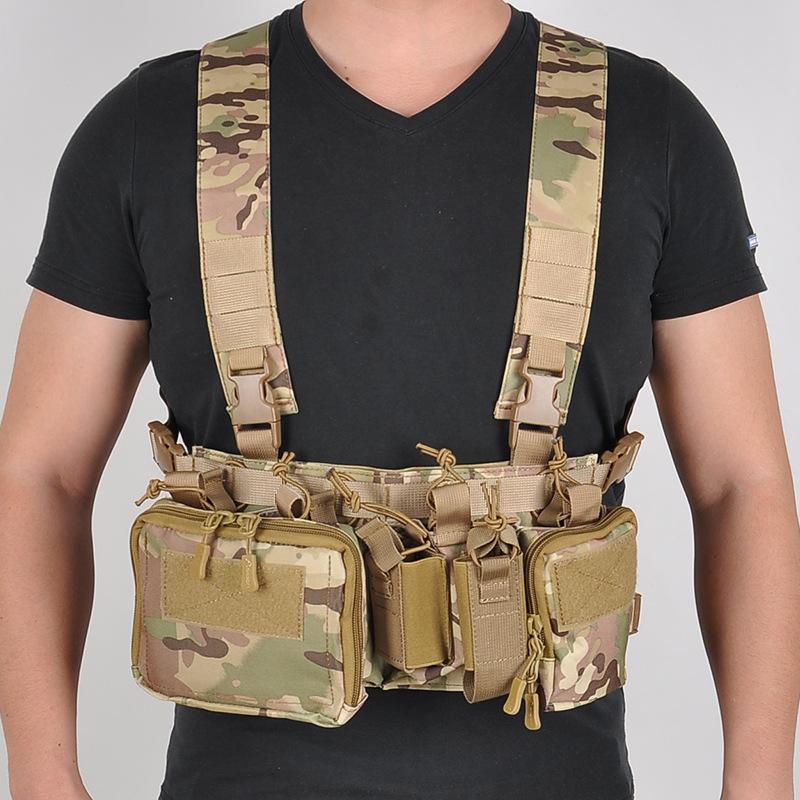 

Army Molle Chest Rig Vest Tactical Duty Vest Outdoor Paintball Combat Camouflage Bag Hunting Accessories, Black