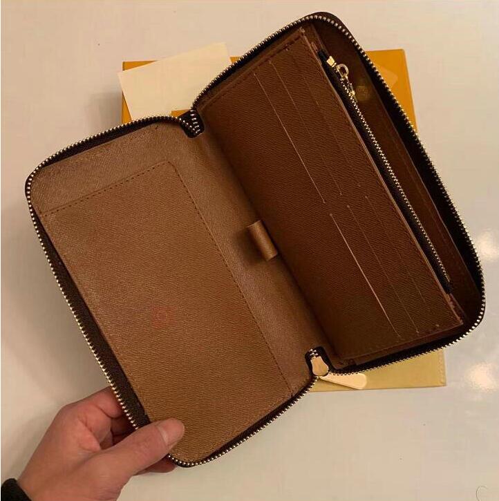 

Mens Famous Single Zippy Wallet Womens Handbags Purses Clutch Wallets Leather Purse Card Holder Vintage Brown Print Clutch no box yde-54q, Brown flowers