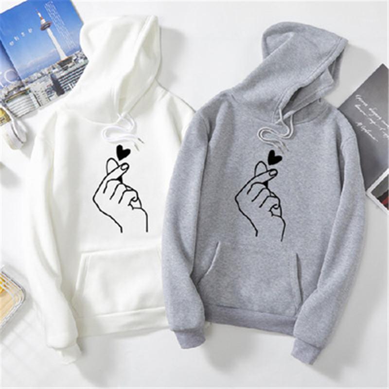 

Trend Male Autumn Loose Casual Couples Matching Man Heart Pattern Hoodies Designer New Thick Fleece Long Sleeve Hooded Sweater Fashion, Black