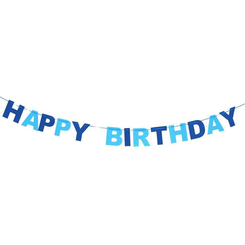 

New Happy Birthday Banners HAPPY BIRTHDAY Non Woven Pennant Flags Bunting Garland Banner Party Home Hanging Decor (Blue