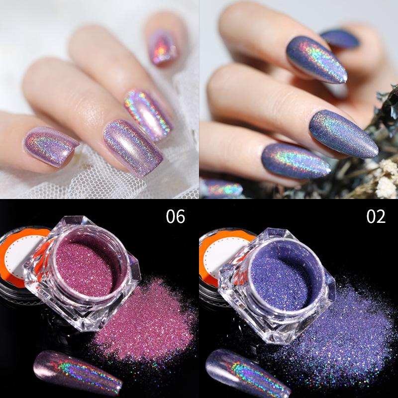 

1 Box Holographics Nail Glitter Powder Laser Effect Nail Powder Shimmer Gel Polish Flakes for Manicure Pigment Dust