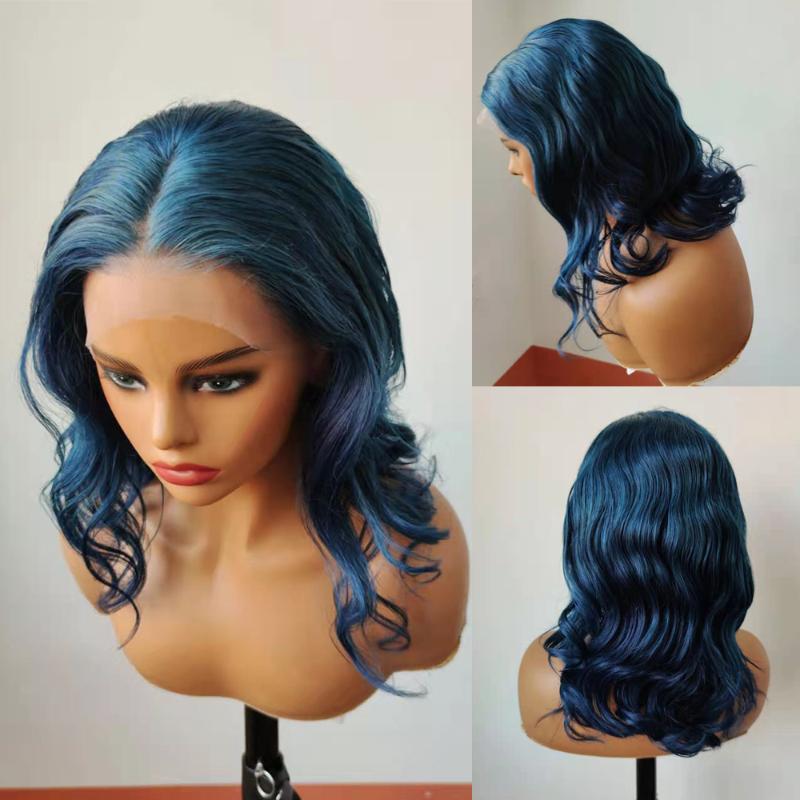 

blue full lace wig human hair wigs, Natural color