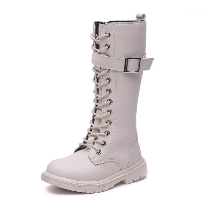 

Fashion Leather Girls Boots Zipper Children Long 2021 Autumn Winter Plus Velvet Waterproof Kids Boys Shoes1, White