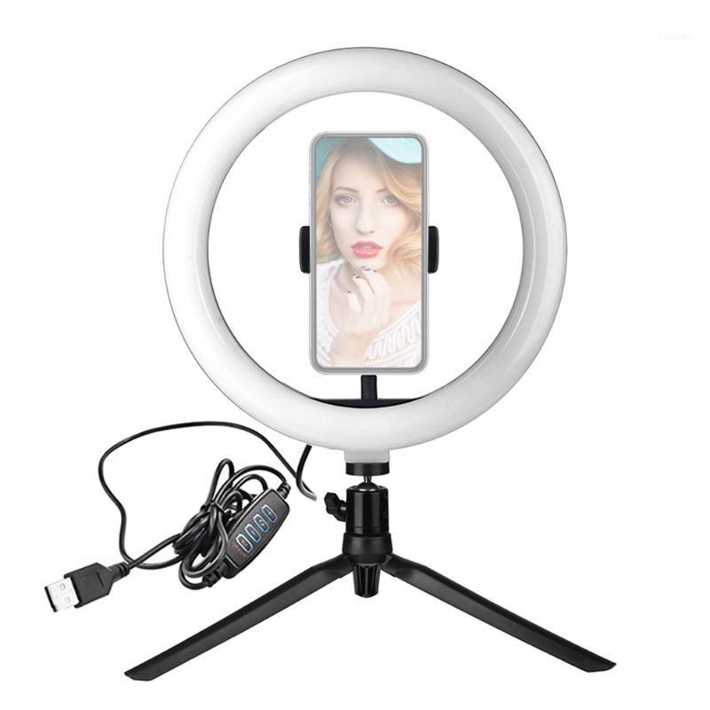 

10 Inch LED Ring Light Dimmable Ringlight with Ballhead Adapter Phone Holder Desktop Tripod Stand for Live Selfie Photography1