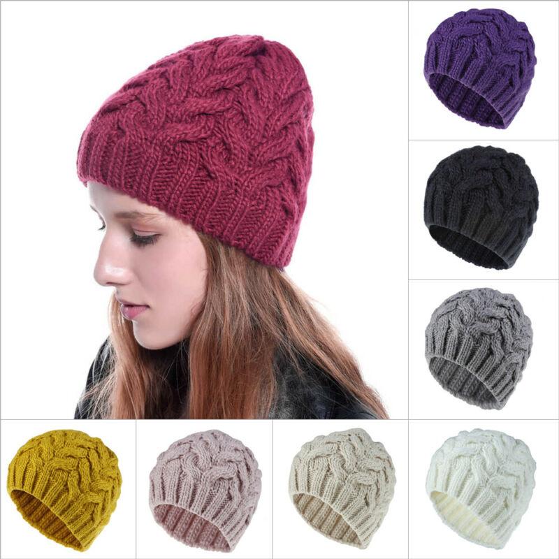 

Winter Outdoor Hat Wool Knit Beanie Women's Ladies Ski Hat Christmas Warm Gift, White