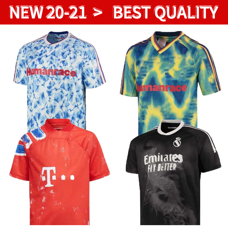 

20 21 Arse manchester Bayern X PHARRELL WILLIAMS HUMANRACE REAL MADRID soccer jerseys special 2020 MEN+KIDS SHIRTS, Black;yellow