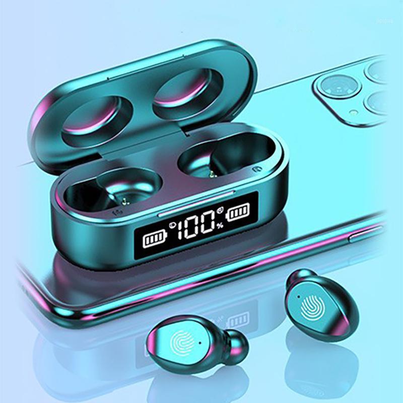 

New F9 TWS Mini Earphone Wireless Headphones 9D HIFI Bluetooth 5.0 Headset LED Display Touch Operation Earbuds HD Microphone1, Black