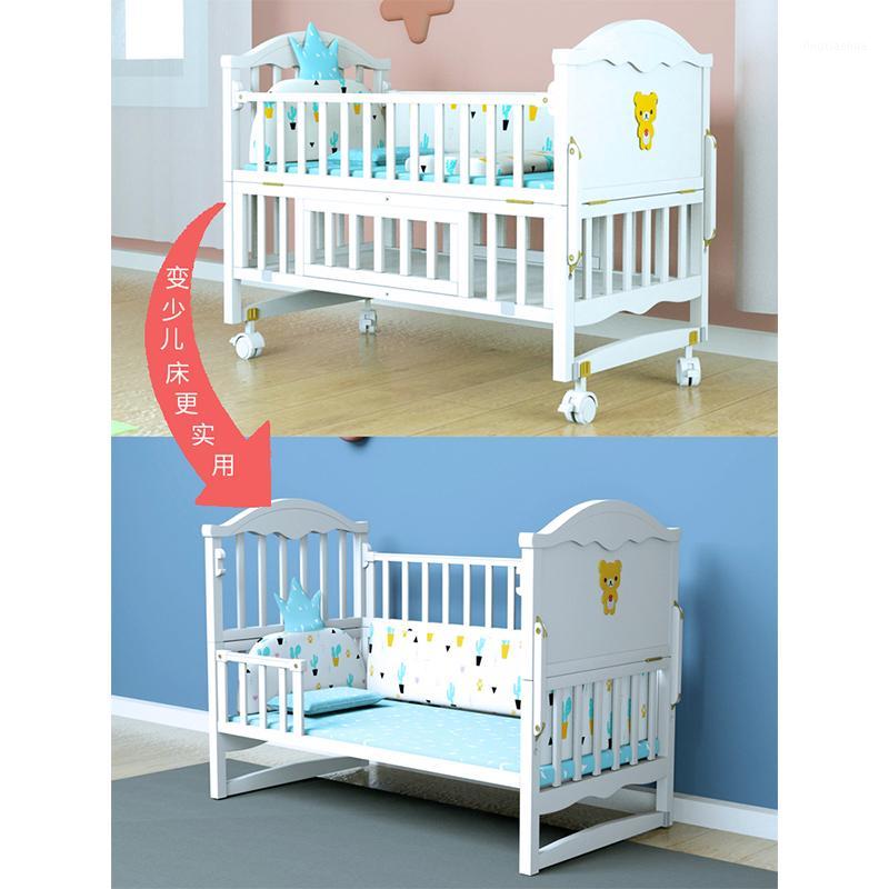 

Crib Mosaic big bed solid wood baby European style white multi-function cradle BB sleeping newborn crib removable1