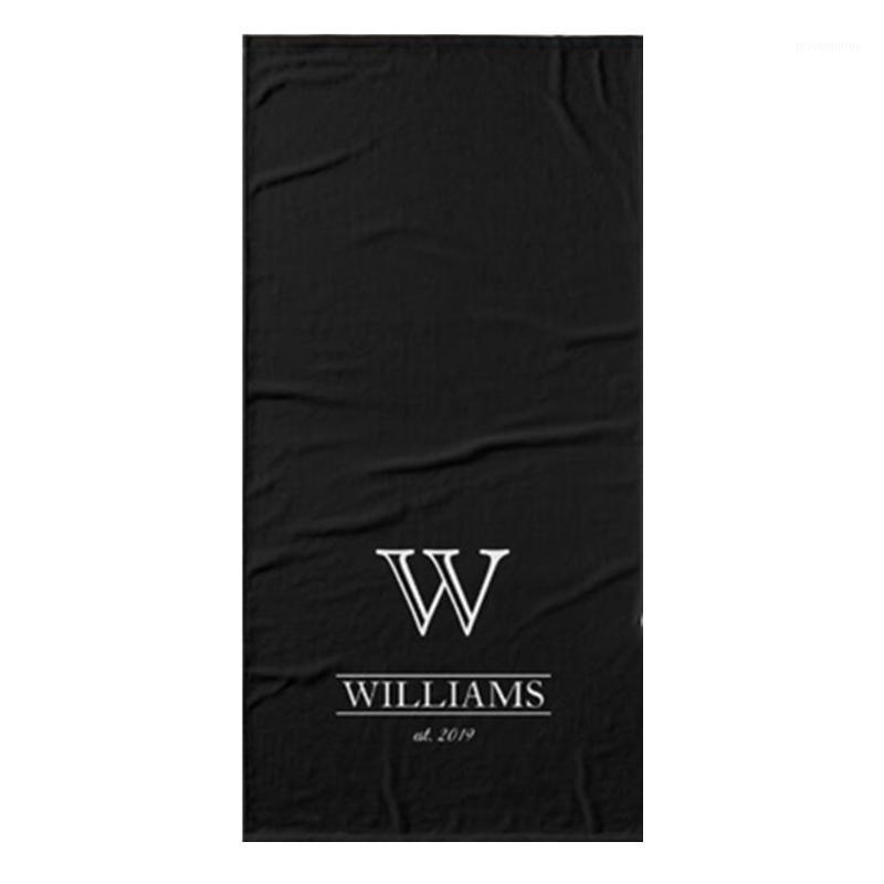 

New Modern Personalized Family Name Initial Shower Bath Towel Elegant Beach Travel Towel Anniversary Engagement Gifts1, White initial year