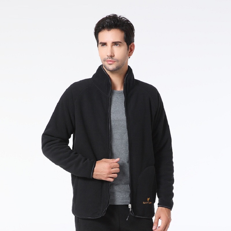 

2021 New the Open Air Fleece in Addition to Veet Men's Jacket with Warm Engine Blow on Both Sides Winter Coat Lazer Male Sports Dad Aaf3, Army green.
