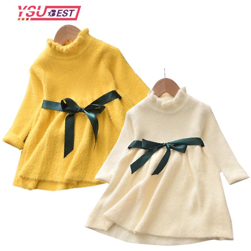

1-6Yrs Baby Long Sleeve Sweater Dress Girls Princess Baby Girl Clothes Sweet Tutu Party Dresses Christmas Little Girl Clothes, Ah948 beige