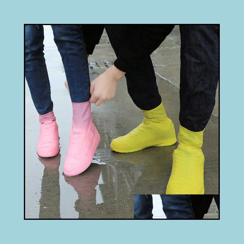 

Reusable Latex Waterproof Rain Shoes Ers Slip-Resistant Rubber Boot Overshoes Outdoor Walking Accessories Drop Delivery 2021 Hiking Footwear, Blue