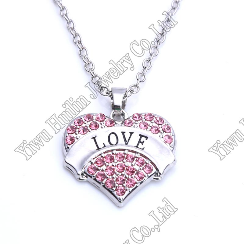 

Rhodium Plated Love Heart Shape Pendant Necklaces Fashion Summer Jewelry for Women Wedding Bridal