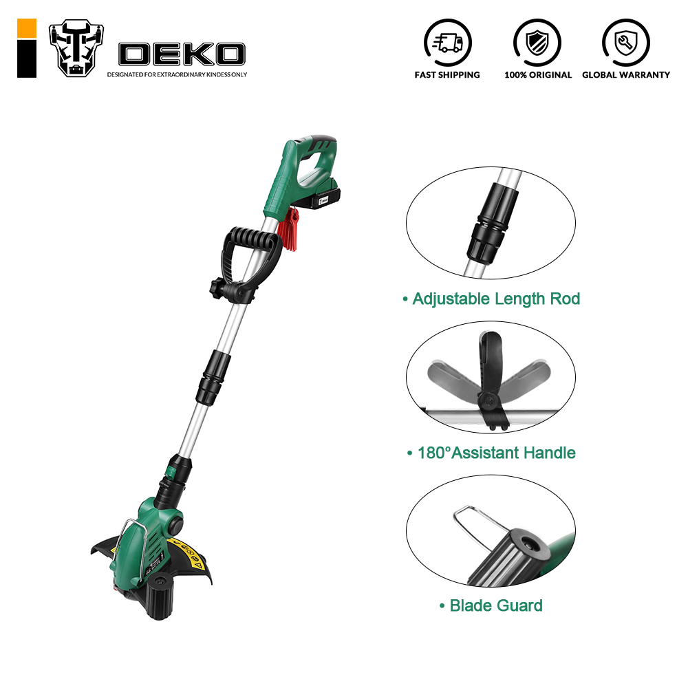 

DEKO DKGT06 20V Lithium 1500mAh Cordless Grass String Trimmer with Battery Pack and Blade Pendants T200115
