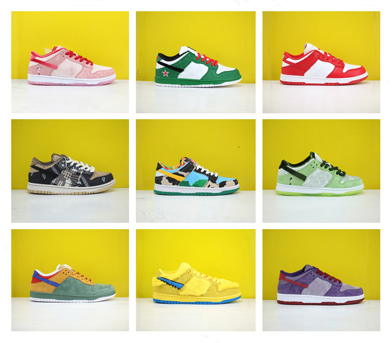 

2021 men women casual Shoes Travis Scotts x Dunk SB Low TRD QS raygun tie dye white Pigeon Black Cement Chunky stylist sports sneaker, 20