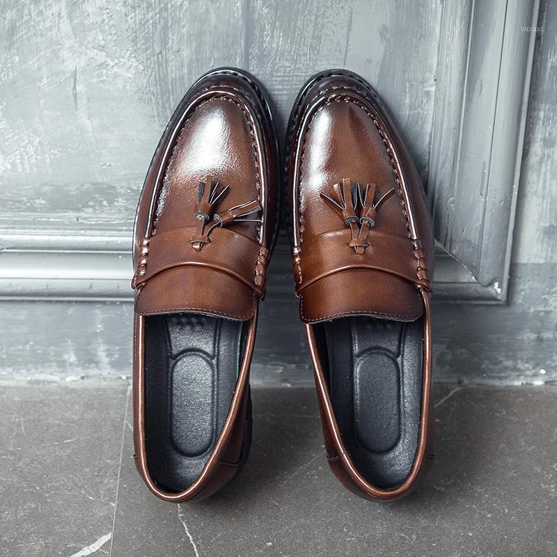 

Men Dress Shoes Handmade Brogue Style Paty Leather Wedding Shoes Men Flats Leather Oxfords Formal1, Black