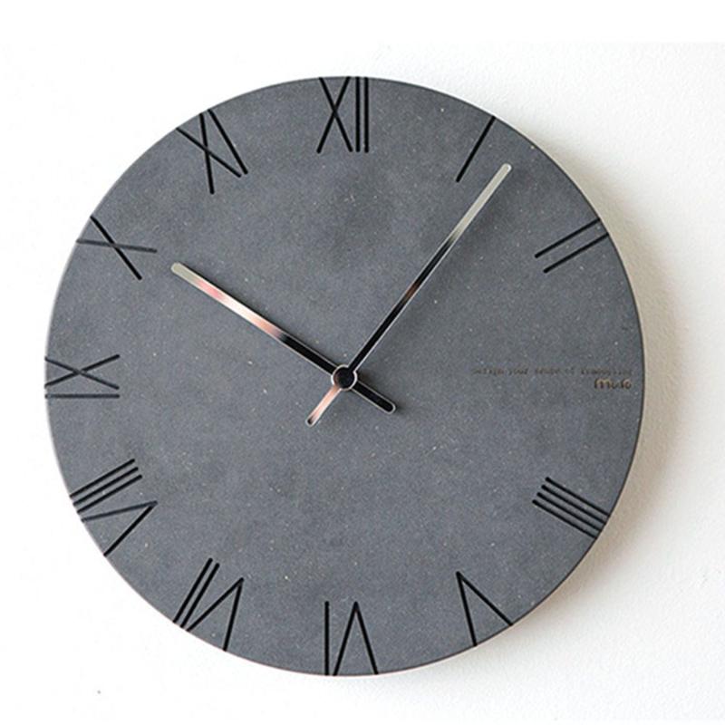

Chic Round Wall Clock Scandinavian Roman Numerals Mute Needle Clock Minimalist Room Decor Black Grey MDF Board Hanging Clocks