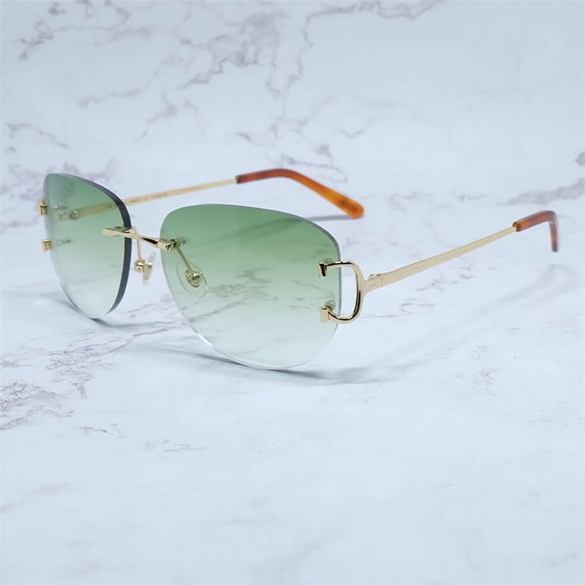 

Rimless Sunglasses Men Oval Wire C French Luxury Designer Eyewear top Retro Stylish Driving Shades For Women