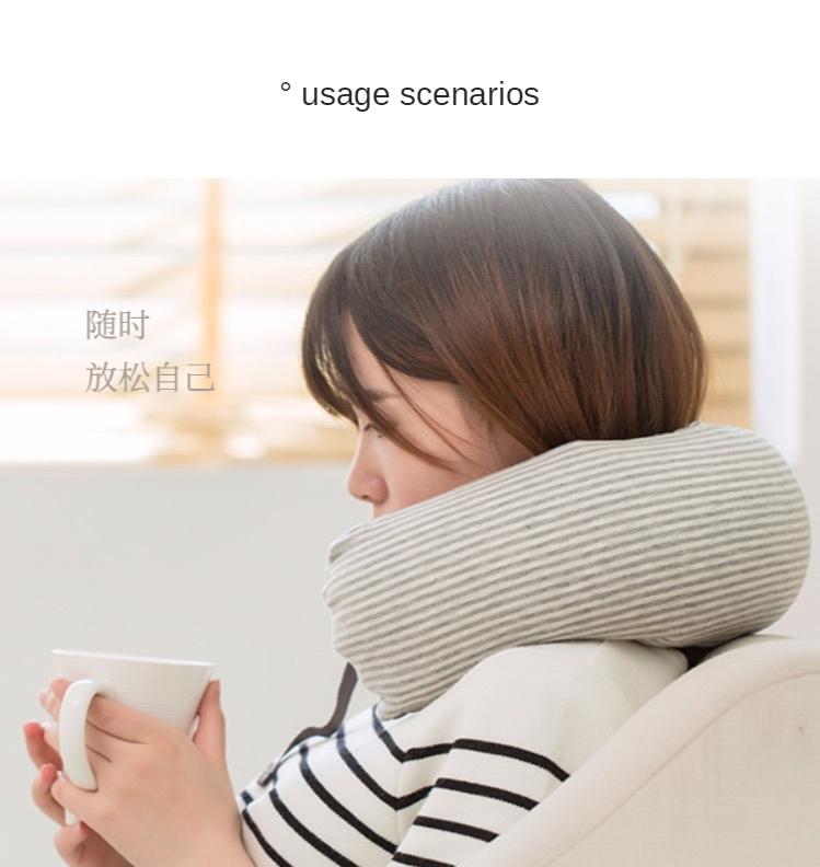 

Japanese Lightweight Tianzhu Cotton U-shaped Pillow Pure Cotton Airplane Pillow Travel Neck Lumbar