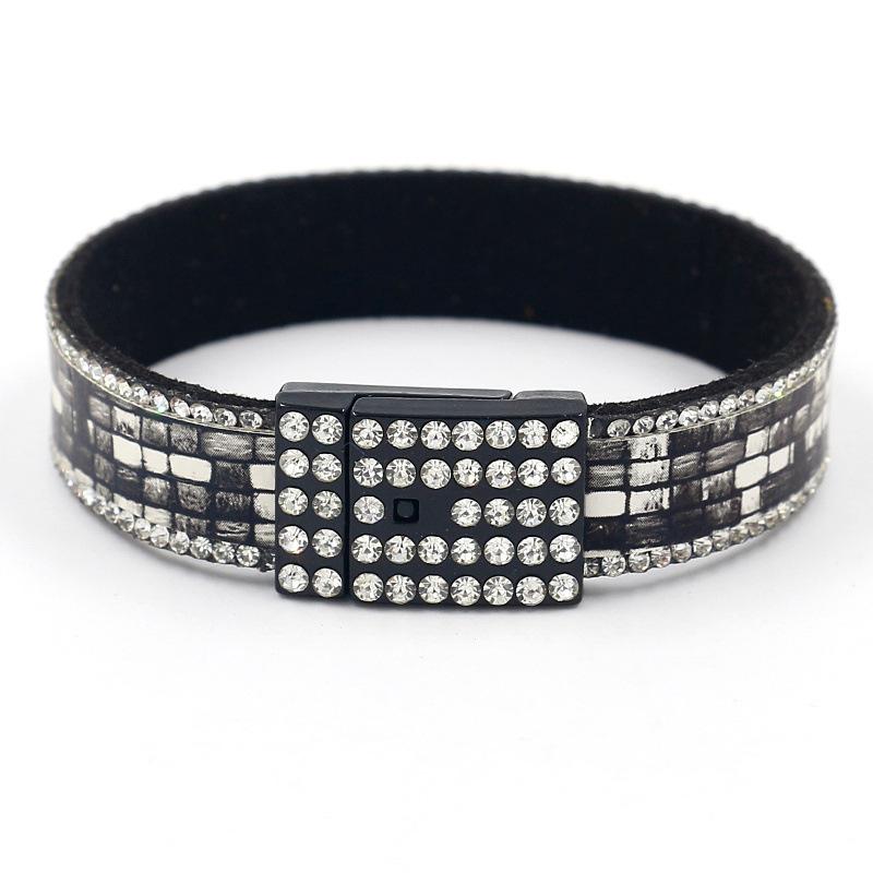 

Charm Bracelets Magnetic Wrap Crystal Bracelet Full Rhinestone Bling Leather 2021