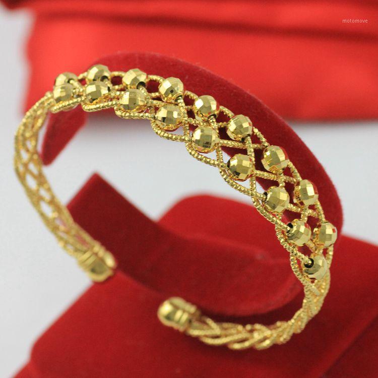 

Lucky Activity Beads Bangle Yellow Gold Filled Womens Mesh Weave Shaped Bangle Bracelet1