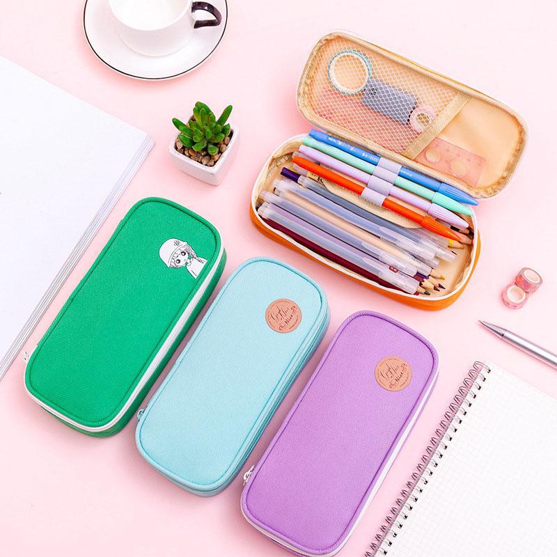 

1 Pcs Pencil Case Large Capacity Candy Color Stationery Organizer Multifunction Cosmetics Bag SGA9981