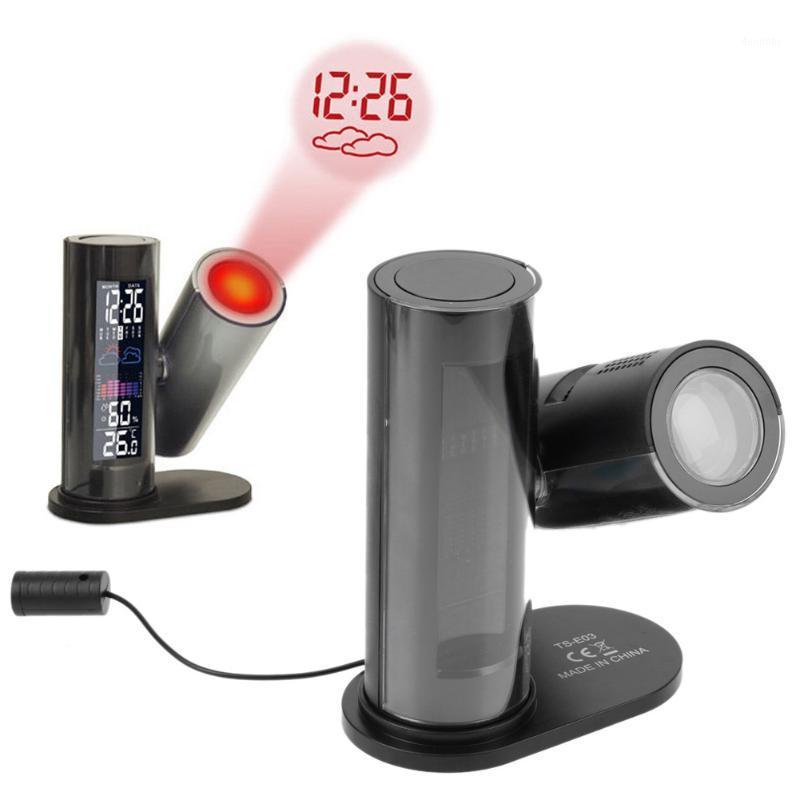 

LCD Digital Projection Clock Temperature Humidity Clock Projector Colorful LED Backlight Alarm Weather Calendar Home Decor1