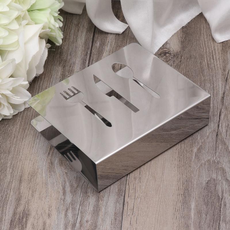 

Stainless Steel Napkin Rack Box Tissue Holder Cutlery Floral Hollow-Out Design