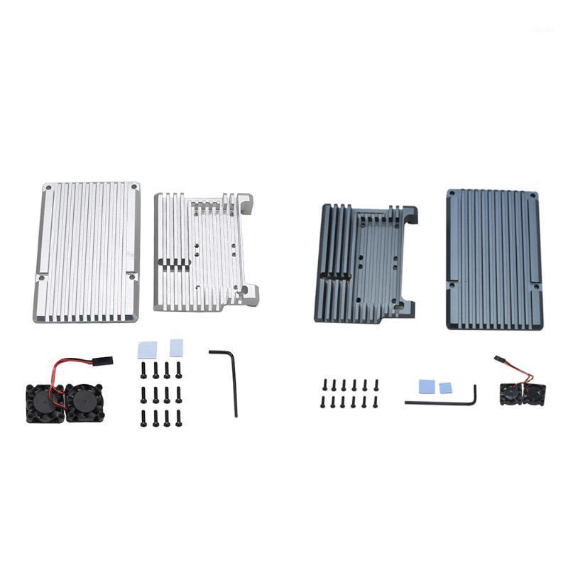 

for Raspberry Pi 4 4B Aluminum Case Enclosure CNC Cover with Heatsink Cooling Dual Fan for Raspberry Pi 4 Model B(Gray)1