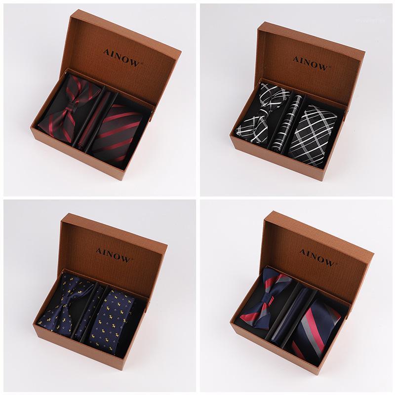 

2020 Man Box Set Formal Tie Bowties Handkerchief Polyester Silk Paisley Jacquard Gravata Neckties Butterfly Gift for Men1
