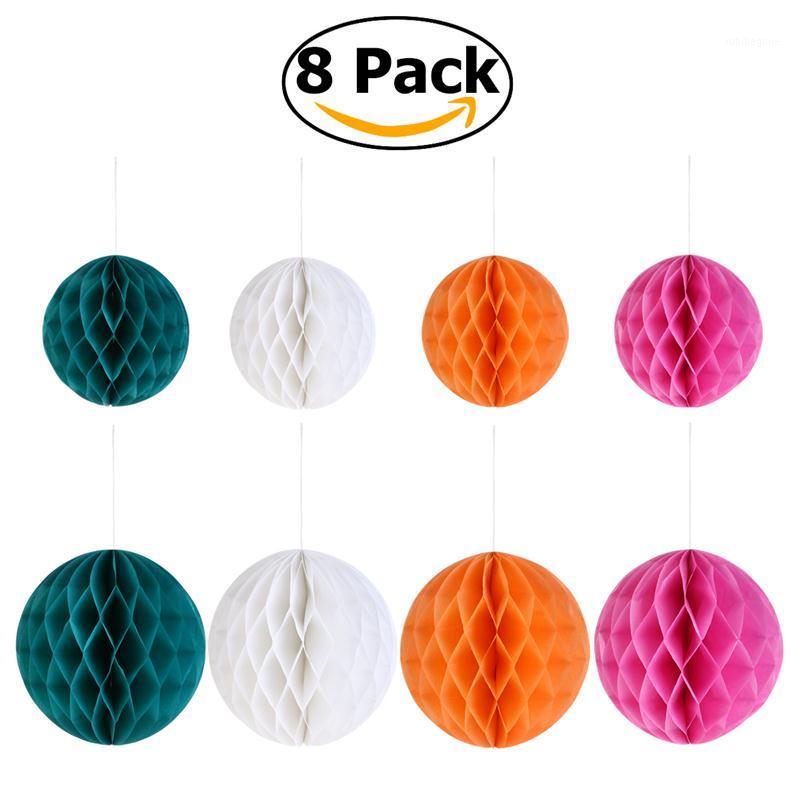 

8pcs Paper Honeycomb Balls Fan Lanterns Paper Pom Poms for Birthday Wedding Party Decoration1