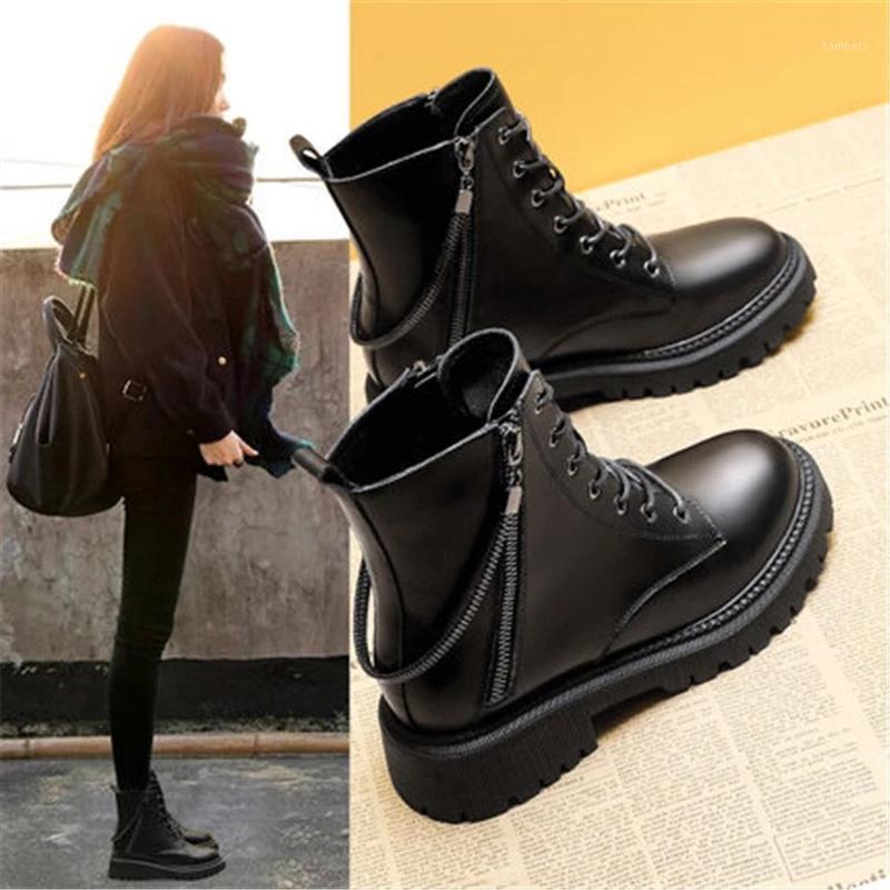 

Platform Boots Women New 2021 Fashion Brand Women's Shoes Round Toe Low Heels Zipper Ladies Fashion Rock Autumn Rubber Mid-Calf1, Black