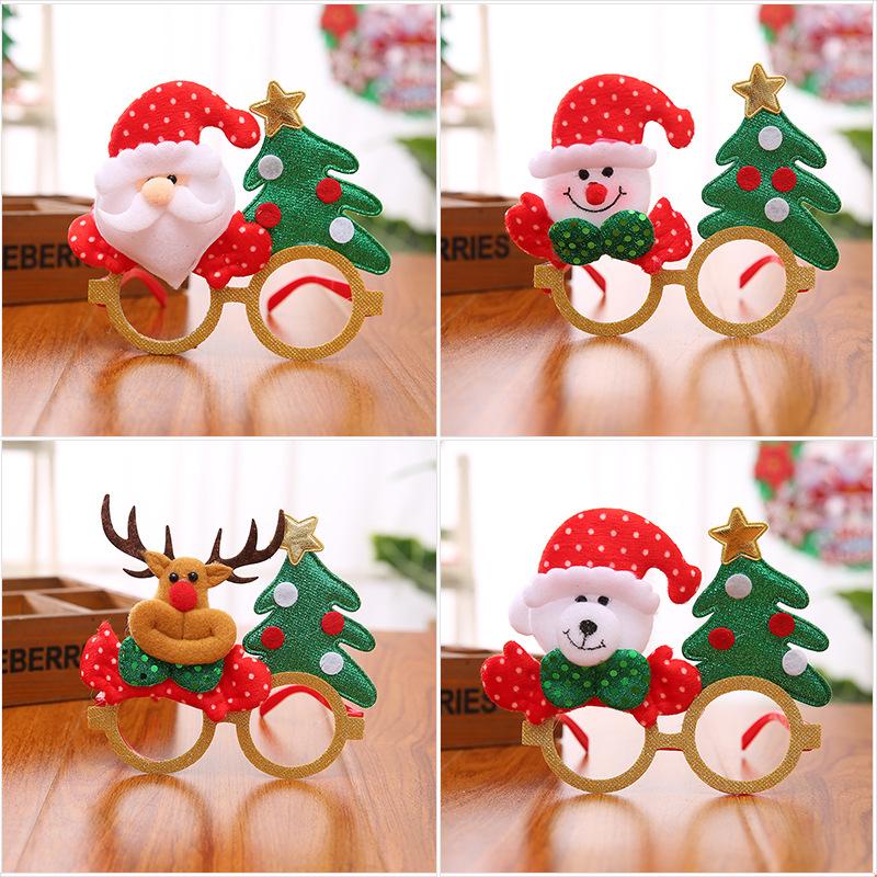 

Christmas Cute Cartoon Glasses Frame Novelty Sunglasses Glittered Eyeglasses No Lens For Kids Adults Gift Party Decoration