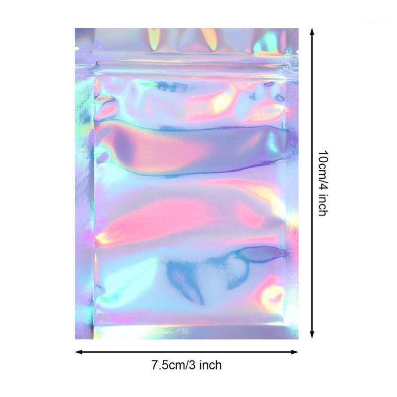 

100pcs Holographic Color Resealable Bag Smell Proof Pouches Package1