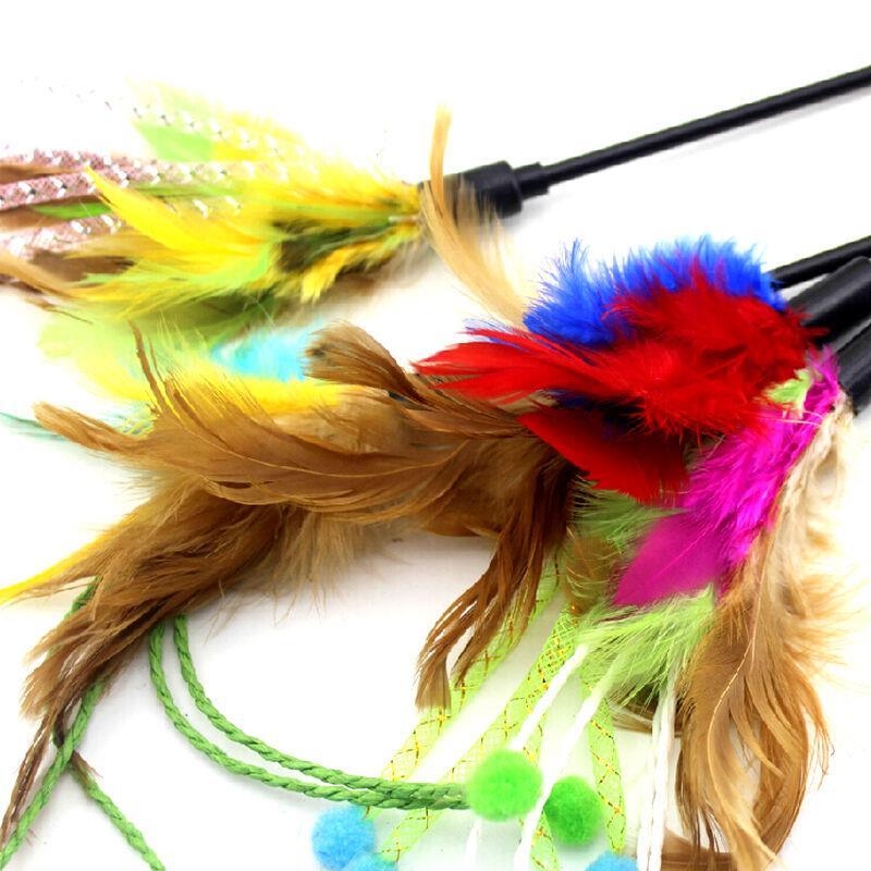 

Flower Bud Feather Tease Wand Stick For Pet Kitten Jumping Train Aid Fun Cat Catcher Teaser Toy Store