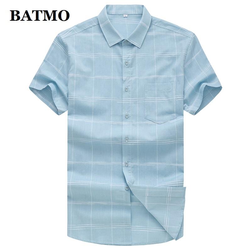 

BATMO 2020 new summer high quality 100% cotton shirts men,men's casual shirt,plus-size -XXXL CY80053, Pink