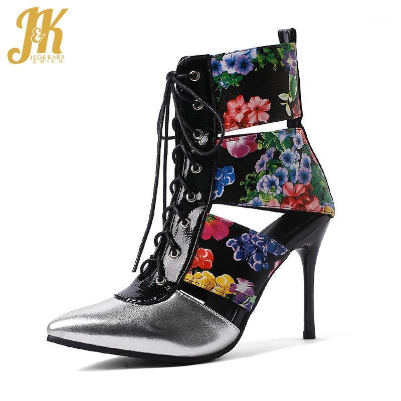 

WETKIS 2020 New Fashion High Heels Ankle Boots Women Cross Tied Pointed Toe Footwear Party Boots Female Pint Shoes Woman Spring1, Black