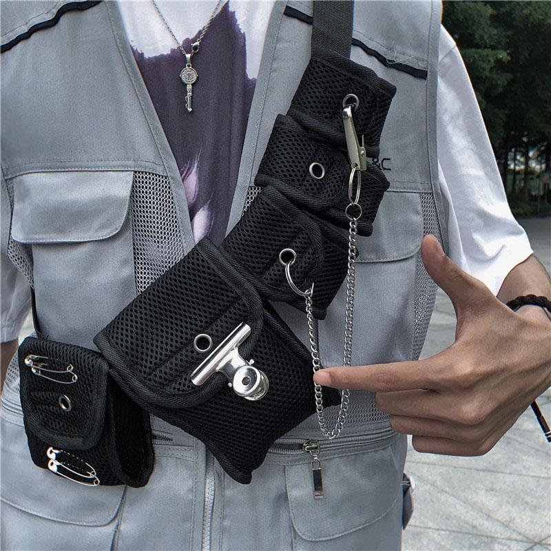 

Streetwear Waist Bag Tactical Function Crossbody Pack Chest Bags With 5 Pockets Hip hop Unisex Waist Packs Phone Belt Bag YB326, Sky blue
