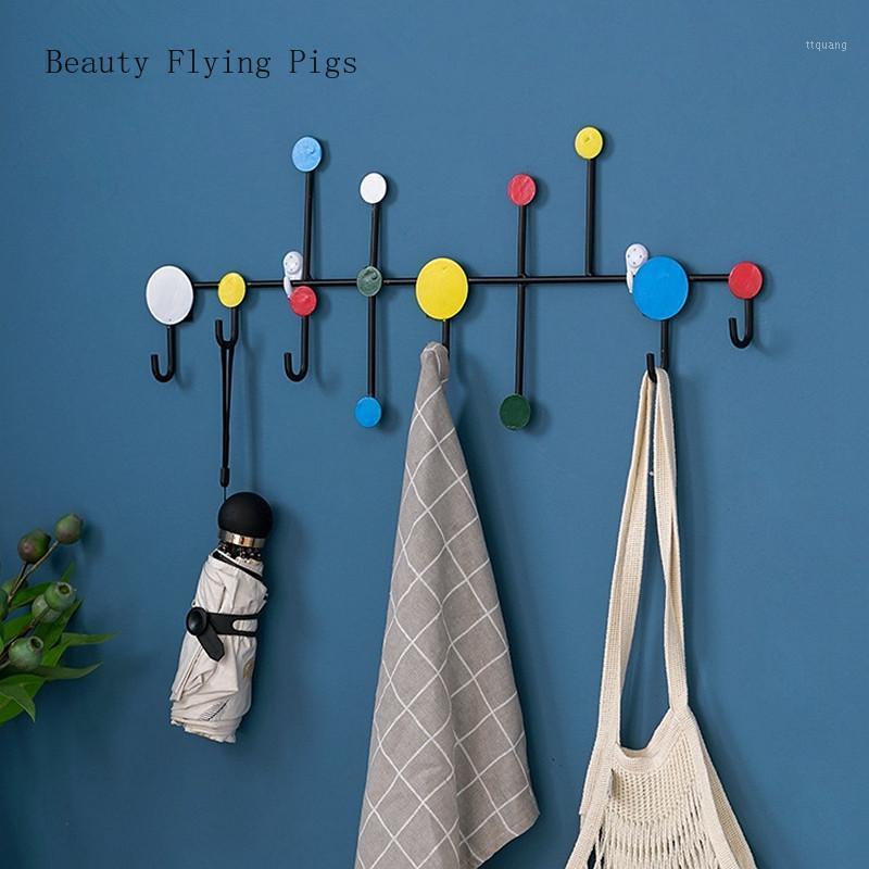 

Nordic retro creative wrought iron dot hook super large load-bearing coat hook porch door clothes hat home wall decoration1