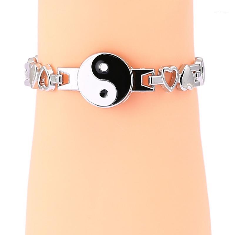 

Black and white cross yin yang bracelet bangle art photo yin yang charm Charm Wristband pulseira bracelet gift1