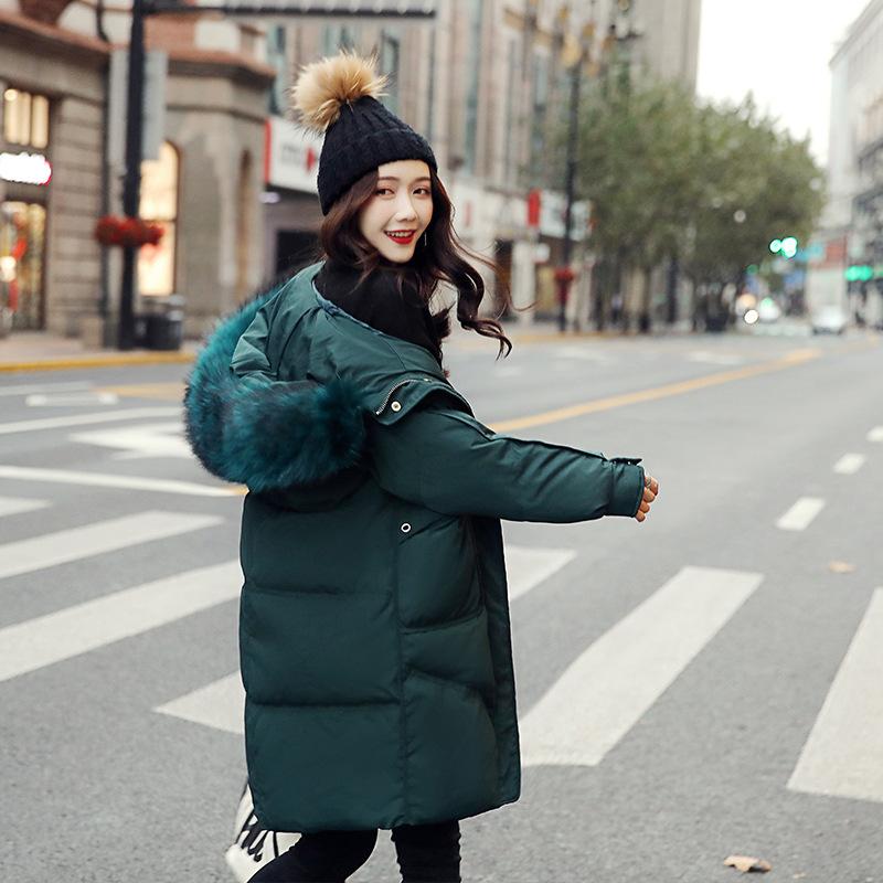 

In 2020 ms new hooded down jacket is contracted fashion accept waist long big yards in the loose warm don't drill wool, Black